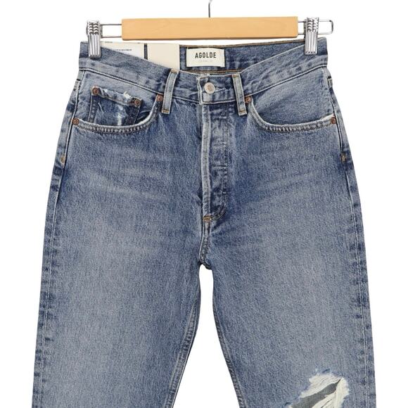 NWT Agolde Lana Mid-Rise Vintage Straight Jean Button Fly In Backdrop Size 24 - Picture 4 of 10